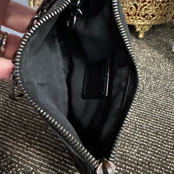 Vintage Fendi Zucchino rare black key pouch 5”x 2 3/4” with gun metal hardware - Picture 10 of 12